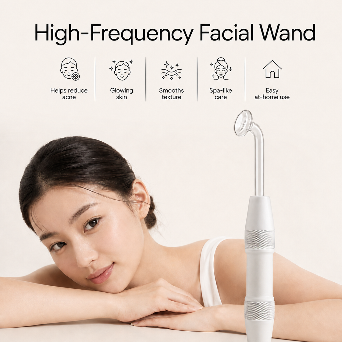 SHOPX 7-in-1 High Frequency Facial Wand — cordless handle shown straight-on, the primary product photo